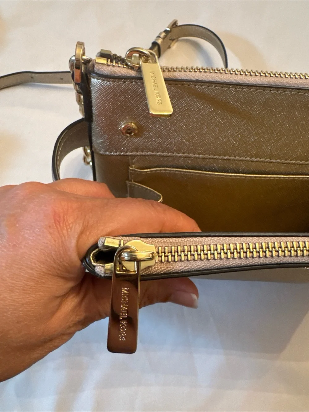 Michael Kors Metallic Gold Crossbody with Chain Strap